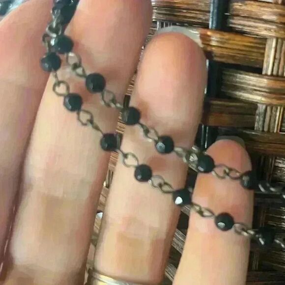 Chicos black gunmetal faceted glass double strand necklace - Picture 3 of 4